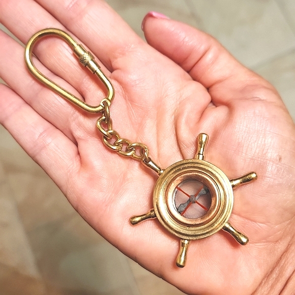Restoration Hardware Other - Restoration Hardware Brass Ship Wheel  "Compass" Keychain